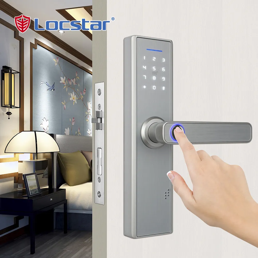 Locstar Handy Tuya Smart App Fern gesteuerter Finger abdruck Digital Code Cam Wifi Ble Smart Türschloss
