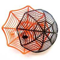 Halloween decoratie 2026: zwarte spinnenweb schaal, fruitplateau, snoep- en biscuitset, mandje, schaal, Halloween feestbenodigdheden