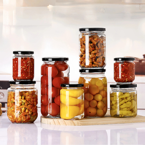 Bán Buôn Chất Lượng Cao Rộng Miệng Vòng <span class=keywords><strong>Glass</strong></span> Sauce Jar 190Ml 250Ml 350Ml 500Ml Lọ Thủy Tinh Cho Mật Ong Dưa Chua Lọ Có Nắp Đậy - Product Image 1