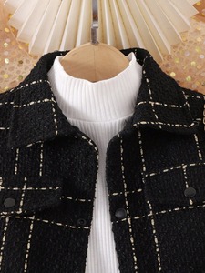 เสื้อผ้าเด็กผู้หญิงสุดหรู เสื้อคาร์ดิแกนถักลายสก็อต คอปก คอกลม กระโปรงสั้นหรูหรา 3 ชิ้น ชุดเด็กผู้หญิง 3-7 ปี - Product Image 5