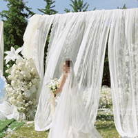 Nappe de mariage en dentelle française transfrontalière, motif floral blanc, décoration de table haut de gamme, fond pour photos/photographie