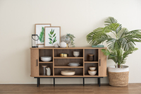 Buffet MALMO 1,5 m en chêne robuste, avec structure en métal et panneaux stratifiés, meuble de rangement pour salle à manger