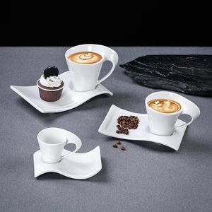 Tazza da Tè <span class=keywords><strong>e</strong></span> <span class=keywords><strong>Caffè</strong></span> in Porcellana Moderna con Portabiscotti, Tazza per Latte in Ceramica Unica con Piattino per Biscotti - Product Image 3