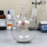 Fiole de laboratoire à fond rond à trois colliers en verre borosilicaté à paroi épaisse avec joint 19/22, de la marque CS Labglass