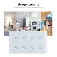 Nouvel interrupteur intelligent WiFi 8 voies pour éclairage, norme indienne, maison intelligente Tuya, écran tactile en verre, interrupteur mural à induction pour lampe
