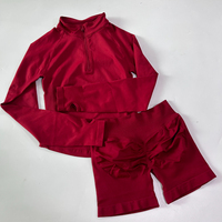 Offre Spéciale : Ensemble de Sport 2 Pièces pour Femme – Veste Longue à Demi-Zip et Short de Gym – Tenue de Fitness et Yoga