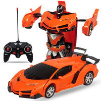 Robot Mainan 2 in 1 Remote Control Stunt Racing, Mobil Deformasi Satu Tombol, Mobil RC 2.4ghz, Hadiah Ulang Tahun Anak