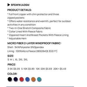 高品質メンズ服卸売 三層ソフトシェルジャケット ジップアップ 暖かいマイクロフリース生地コート 冬のハイキング用衣料 - Product Image 4