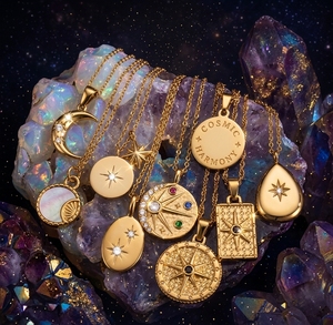 Collar con Colgante de Sol, <span class=keywords><strong>Luna</strong></span> y Estrella Celestial, Chapado en Oro de 18K, de Acero Inoxidable Personalizado, Joyería Hipoalergénica Impermeable, Venta al Por Mayor - Product Image 2