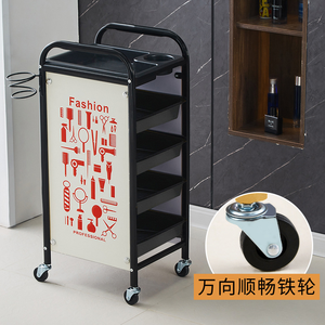 Moderner Fünfschichtiger Friseursalon-Trolley mit Haarfärbeschale & Föhnhalterung 360 Grad Drehbar für Wohnzimmer & Badezimmer - Product Image 3
