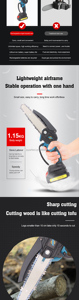 Mini affûteuse de tronçonneuse 21V et <span class=keywords><strong>prix</strong></span> scie à chaîne coupe bois batterie 2000mAh - Product Image 6