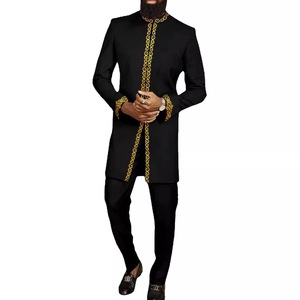 Completo da Uomo in Stile Nazionale con Stampa Dorata, 2 Pezzi, Nuova Collezione - Product Image 4