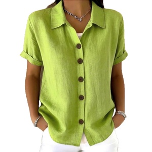 <span class=keywords><strong>Camicia</strong></span> da <span class=keywords><strong>Donna</strong></span> Casual Comoda in Cotone e <span class=keywords><strong>Lino</strong></span> Lavabile a Maniche Corte con Bottoni - Product Image 5