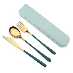 Ensemble de couverts en acier inoxydable pour enfants avec étui – Idéal pour la rentrée scolaire et les voyages - Product Image 1