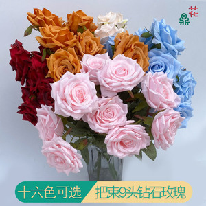 Roses en soie rouges à feuilles variées, 9 pièces, 48 cm, décoration de mariage - Product Image 4