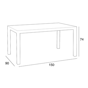 Mesa Rectangular de Polipropileno para Exteriores Bica Anthracite para Bares y Restaurantes, Mesa Larga para 6 Personas - 150x90x74h, Popular en Houston - Product Image 6