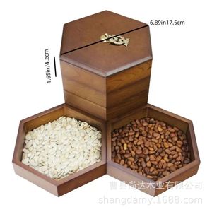 Modern minimalist wooden multi-layer dried fruit <b>tray</b>, living room snack <b>tray</b>, New Year's fruit and snack <b>storage</b> box - Product Image 3