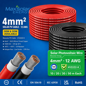 Cable de Extensión para Panel Solar Maxsolar, 50/100M, Negro/Rojo, 4mm (12AWG), Cables Eléctricos de Cobre Estañado PV, IP68, para Exteriores y Hogar - Product Image 1