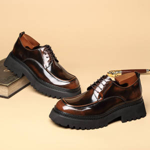 Top luxe Designer fait à la main en cuir véritable chaussures pour hommes bloc sculpté peau de vache hommes chaussures habillées Oxfords hommes chaussures formelles - Product Image 4