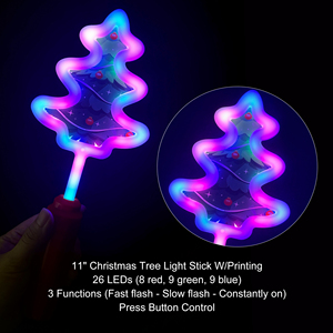 ไม้เรืองแสงต้นคริสต์มาสแบบ LED ขนาด 11 นิ้ว พร้อมโลโก้ OEM ตามสั่ง ไฟกระพริบ 26 ดวง 3 โหมด จำหน่ายส่งสำหรับงานปาร์ตี้วันหยุด - Product Image 4