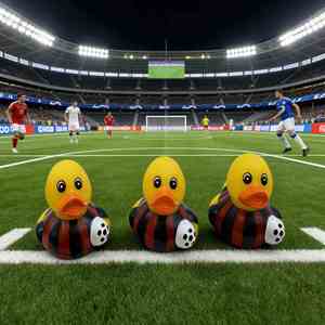 Eco-Friendly Plastic Football-Shaped Duck <b>Bath</b> for Children's Squeaky Toy Car Decoration Sports-Themed Gift - Product Image 4