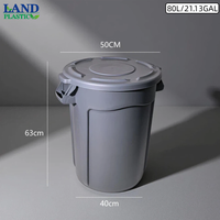 Poubelle ronde en PP de 80L et 120L, structure robuste, avec couvercle, pour la collecte des déchets commerciaux