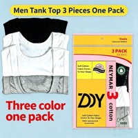 Lot de 3 débardeurs en coton pour hommes JZ013, col rond, sans manches, couleurs assorties, pour usage quotidien, vente en gros