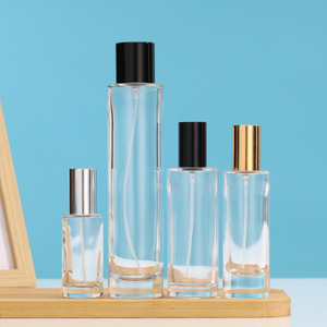 Botella de spray de vidrio de hombro plano de 30ml de alto delgado vacío Cosméticos transparentes Botella de fragancia personalizada vertical - Product Image 1
