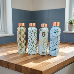 Botella de Agua Metálica Estilo Bohemio con Tapa de Rosca, Libre de BPA, para Niños y Adultos, Botella de Cobre para Oficina, Escuela, Regalos - Product Image 1