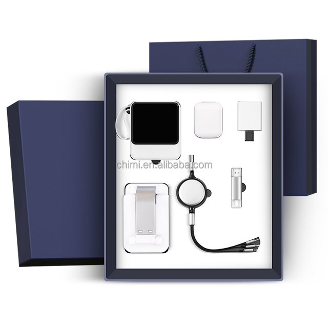 Custom Corporate Gift Set Luxury Power Bank Phone Holder Earbuds Charger Usb Cable Executive Kits Business Promotional Gift Set