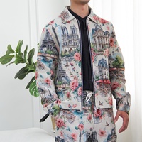 Blouson Bomber Homme Hip Hop Personnalisé Style Romantique Français Tapisserie Architecturale Respirant Écologique Personnalisation Intégrale