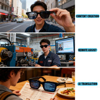 Gafas inteligentes GPT AI con cámara 1080P, matriz de 4 micrófonos y estabilización de hardware