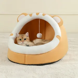 Super Cat Bed Winter Warm <span class=keywords><strong>Pet</strong></span> House Kitten Cave Cojín Estera para perros pequeños con patrón sólido Sleeping Dog Basket Carpa para gatos - Product Image 2