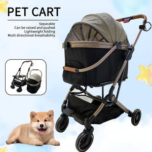 Poussette pliable JXB à 4 roues pour chiens et chats avec frein, design en maille, roues tout-terrain - Voyage sans tracas - Product Image 3