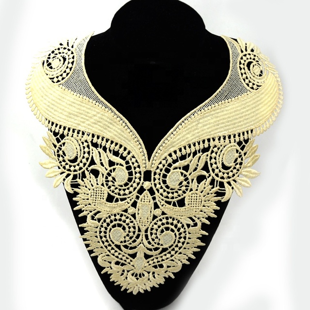 Factory Clothing Accessories Handmade Net Yarn Color Flowers Embroidery Sewing Lace Collar Applique Custom 3d Embroidery Collar