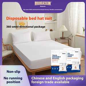 Sábanas desechables, juego de cama de viaje ligero y transpirable de 4 piezas con colcha, funda nórdica y 2 fundas de almohada para hoteles - Product Image 5