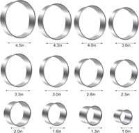 Emporte-pièces en acier inoxydable, ensemble de 11 moules à gâteau, emporte-pièces ronds pour biscuits, emporte-pièces pour emballages de raviolis, pour la cuisine à domicile