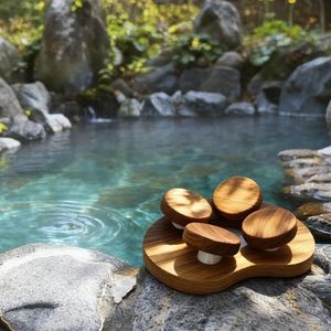 Almohada de madera para sauna, forma irregular, antideslizante, para masaje del cuello, uso en el baño - Product Image 3