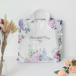 45cm * 40cm bền <span class=keywords><strong>Heavy</strong></span> <span class=keywords><strong>Duty</strong></span> mua sắm túi dưới miếng vải hình tam giác bao bì nhựa mềm vòng lặp xử lý gấp túi quà tặng cho may mặc - Product Image 2