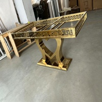 Table de mariage plaquée or pour les mariés, mobilier de mariage extérieur, table à manger en acier inoxydable