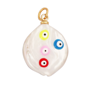 Colgante único colorido turco mal suerte ojo encanto, naturaleza agua dulce perla DIY pulsera collar componentes suministros L34 - Product Image 6