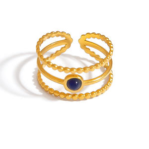 European Style Stainless Steel <b>Bracelets</b> With Natural Stone Inlay <b>Adjustable</b> Open Design For Women Gift Jewelry - Product Image 5