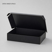 Boîte cadeau noire pliable à couvercle articulé avec compartiment ouvert pour emballage de détail, cadeaux saisonniers, commandes personnalisées, présentation de marque