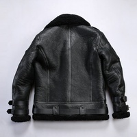 Hiver Nouveau B3 Bomber Fashion Shearing Fur Thick Sheepskin Jacket Black Short Lapel Moto & Biker Embossed Men's Sheephide