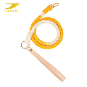 Collier de chien en cuir multicolore fait à la main personnalisé corde de coton avec poignée - Product Image 5