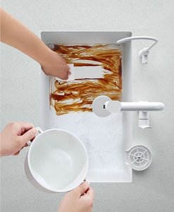 Matte White Nano Stainless Steel Undermount Kitchen Sink with Pull Down Faucet and Glass Rinser Modern Deep Single Bowl Sink - Product Image 5