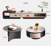 Combinaison Meuble TV et Table Basse en Pierre Frittée Luxe Léger, Rétractable, Style Moderne et Simple, Nouveau Meuble TV Haut de Gamme au Sol