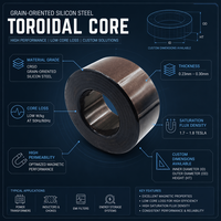 Noyau toroïdal en acier au silicium de qualité audio, ultra faible bruit, magnétostrictif, HiB CRGO, pour amplificateur, conforme ROHS