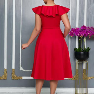 Robes <span class=keywords><strong>de</strong></span> soirée à <span class=keywords><strong>la</strong></span> mode femmes élégant col en v à volants fleur a-ligne robes formelles pour femmes robes <span class=keywords><strong>de</strong></span> soirée pour les femmes - Product Image 3