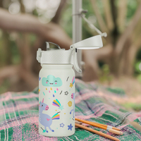 Termo de vacío de acero inoxidable con estampado 3D de unicornio, frasco de aro de transporte para exteriores de estilo americano, taza Popular para niños